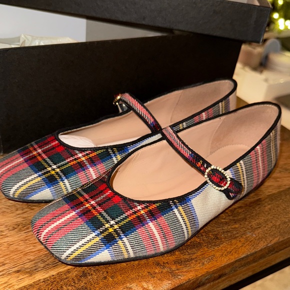 NWT J Crew Anya Mary Jane flats in Snowy Stewart Tartan (6.5) - Picture 3 of 5